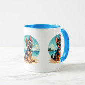Mug Illustration de la plage du Chiot-Puppy en berger (Devant droit)