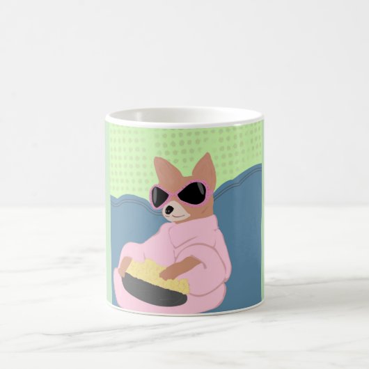 Mug Illustration de la robe rose de Cute Chihuahua Chi (Centre)