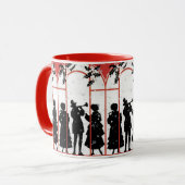 Mug Illustration de la silhouette des chanteurs de Noë (Devant gauche)