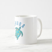 Mug Illustration de la tortue de mer d'Aruba Beach (Devant droit)
