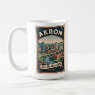 Mug Illustration de l'affiche de voyage rétro d'Akron