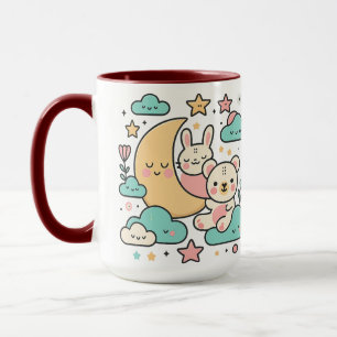 Mug Illustration de lapin et d'ours fantaisistes sous