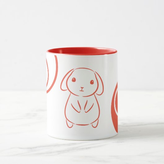 Mug Illustration de lapin minimaliste (Centre)