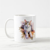 Mug Illustration de l'aquarelle de chat blanc doux (Gauche)