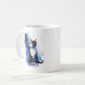 Mug Illustration de l'aquarelle de chat Tuxedo adorabl (Devant gauche)