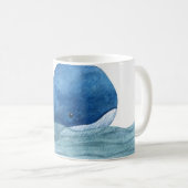 Mug Illustration de l'aquarelle de la baleine bleue mi (Devant droit)