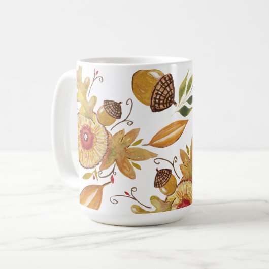 Mug Illustration de l'aquarelle de l'humeur d'automne  (Devant gauche)