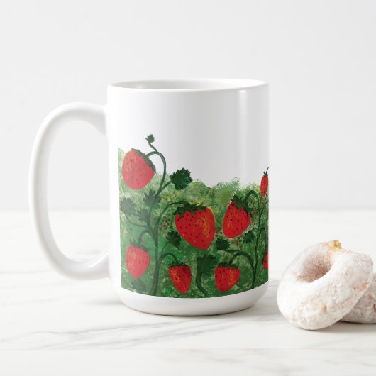 Mug Illustration de l'aquarelle du champ de fraises (Avec donut)