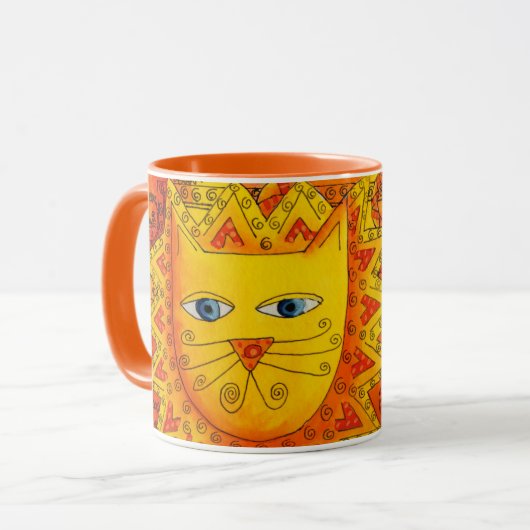 Mug Illustration de l'aquarelle du lion à motifs (Devant gauche)