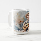 Mug Illustration de l'aquarelle Little Boy Guitar (Devant gauche)