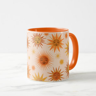 Mug Illustration de l'aquarelle orange Sun Face
