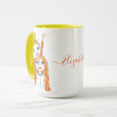 Mug Illustration de l'art lunaire de coupe de cheveux (Devant gauche)