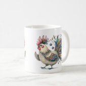 Mug Illustration de l'art populaire du poulet ou du co (Devant droit)