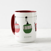 Mug Illustration de l'ascenseur de ski retro familial  (Devant gauche)