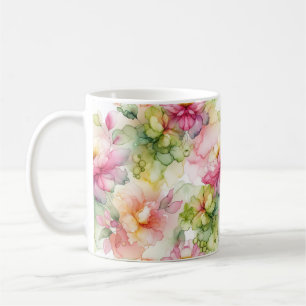 Mug Illustration de l'encre d'alcool des fleurs pastel