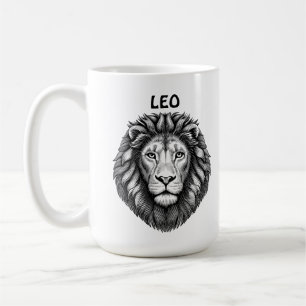 Mug Illustration de l'encre d'art Zodiac Leo Lions Hea