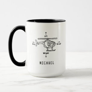 Mug Illustration de l'hélicoptère mou Départ du pilote