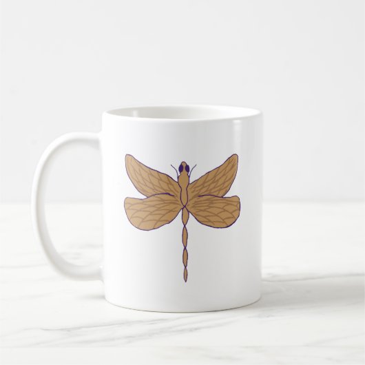 Mug Illustration de libellule violet et tan (Gauche)