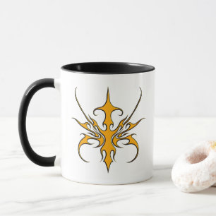 Mug Illustration de ligne tribale orange féroce