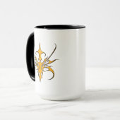 Mug Illustration de ligne tribale orange féroce (Devant gauche)