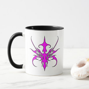 Mug Illustration de ligne tribale rose et noir féroce