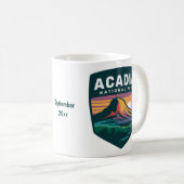 Mug Illustration de l'insigne du coucher de soleil du (Devant droit)