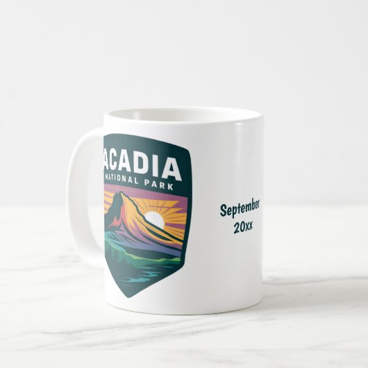 Mug Illustration de l'insigne du coucher de soleil du  (Devant gauche)