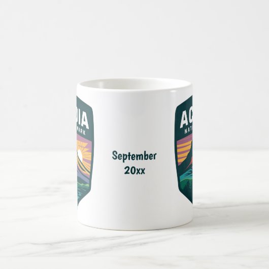 Mug Illustration de l'insigne du coucher de soleil du  (Centre)