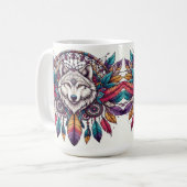 Mug Illustration de loup avec attrape-rêves de style b (Devant gauche)