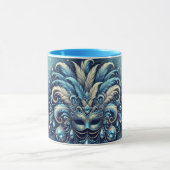 Mug Illustration de masque de bal masqué à plume bleue (Centre)