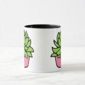 Mug Illustration de mignon succulent en pot rose (Centre)