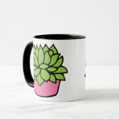 Mug Illustration de mignon succulent en pot rose (Devant gauche)