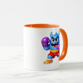 Mug Illustration de monstre de boxe bleu (Devant droit)