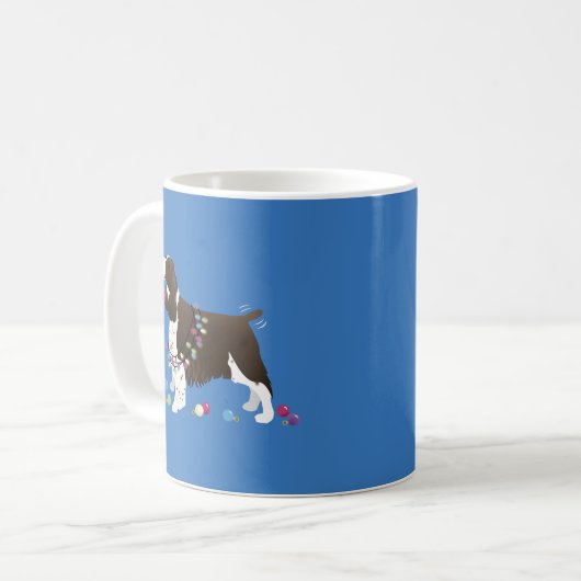 Mug Illustration de Noël Brown Springer Spaniel (Devant gauche)
