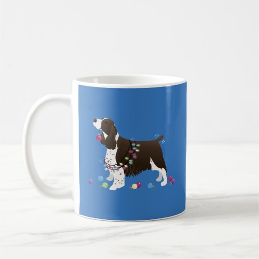 Mug Illustration de Noël Brown Springer Spaniel (Gauche)
