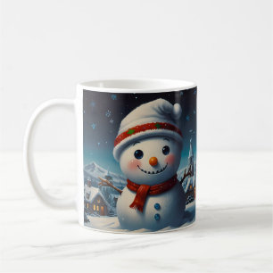 Mug Illustration de Noël d'un bonhomme de neige fantai