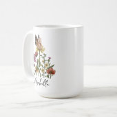Mug Illustration de nom florale de papillon de lapin m (Devant gauche)