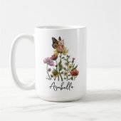 Mug Illustration de nom florale de papillon de lapin m (Gauche)