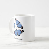 Mug Illustration de papillon bleu élégant Nom personna (Devant gauche)