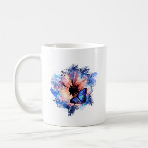 Mug Illustration de papillon et de pétales de fleurs