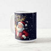Mug Illustration de Père Noël joyeux tenant une lanter (Devant gauche)
