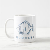 Mug Illustration de poisson bleu minimal - Personnalis (Gauche)