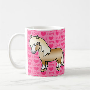 Mug Illustration de poney Shetland Palomino sur des cœ