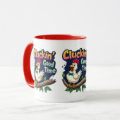 Mug Illustration de poulet amusant pour le bon temps d (Devant gauche)