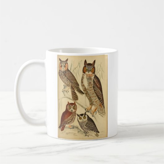 Mug Illustration de quatre hiboux (Gauche)
