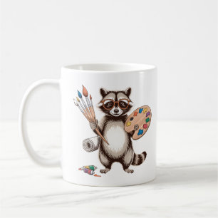 Mug Illustration de Raton Laveur Peintre Cool
