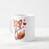 Mug Illustration de renard mignon avec des cœurs (Devant gauche)