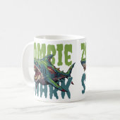 Mug Illustration de requin zombie en colère (Devant gauche)
