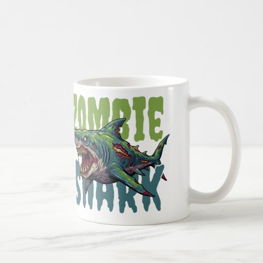 Mug Illustration de requin zombie en colère (Droite)