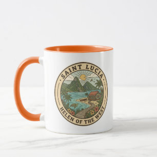 Mug Illustration de Sainte-Lucie Badge d'art de voyage